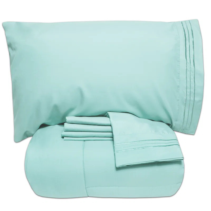 Sweet Home Collection All Season Bed-in-A-Bag 5pc/7pc Solid Color Comforter & Sheet Set Ultra Soft Bedding by Sweet Home Collection