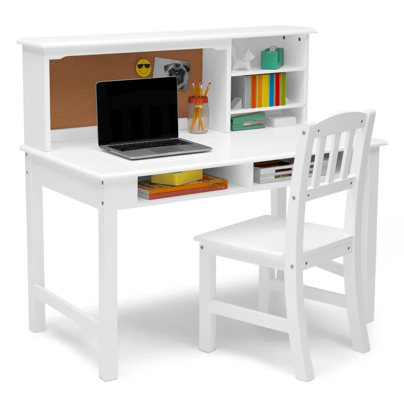 Delta Children Kids 44" W Writing Desk with Hutch And Chair Set