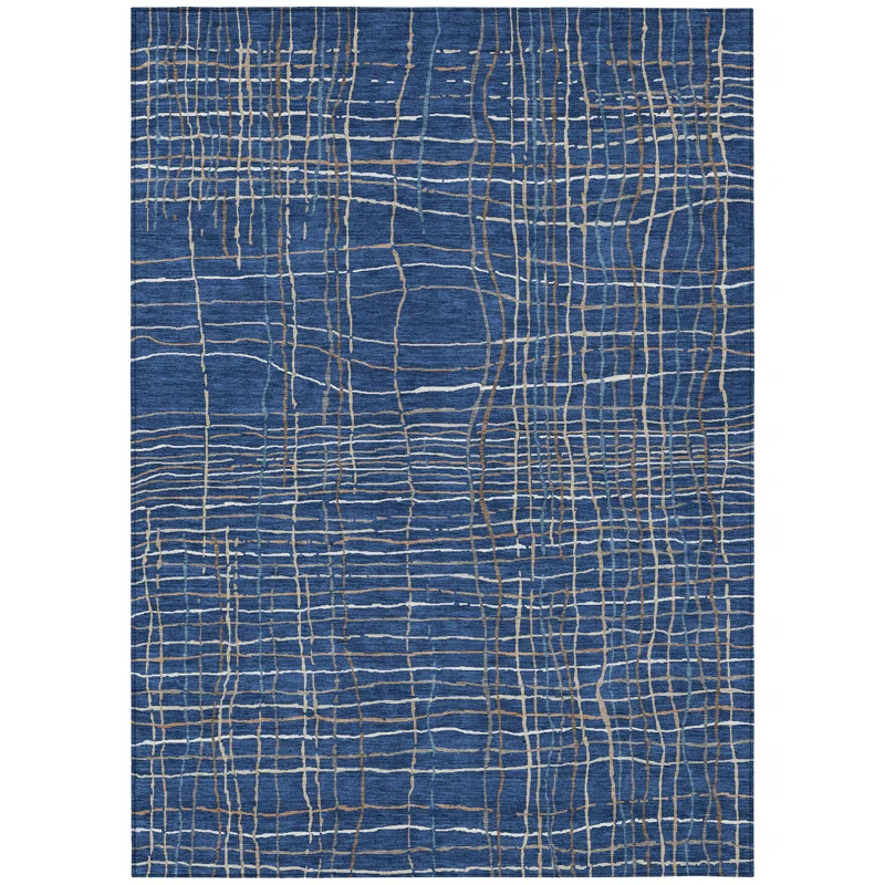 Machine Washable Indoor/Outdoor Chayden ACN998 Navy 3' x 5' Rug