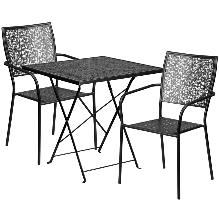 Flash Furniture Oia 28'' Square Indoor-Outdoor Folding Patio Table Set with 2 Square Back Chairs