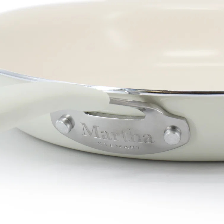 Martha Stewart Martha Stewart Everyday Charlemont 10 Inch Ceramic Nonstick Round Aluminum Frying Pan in Linen