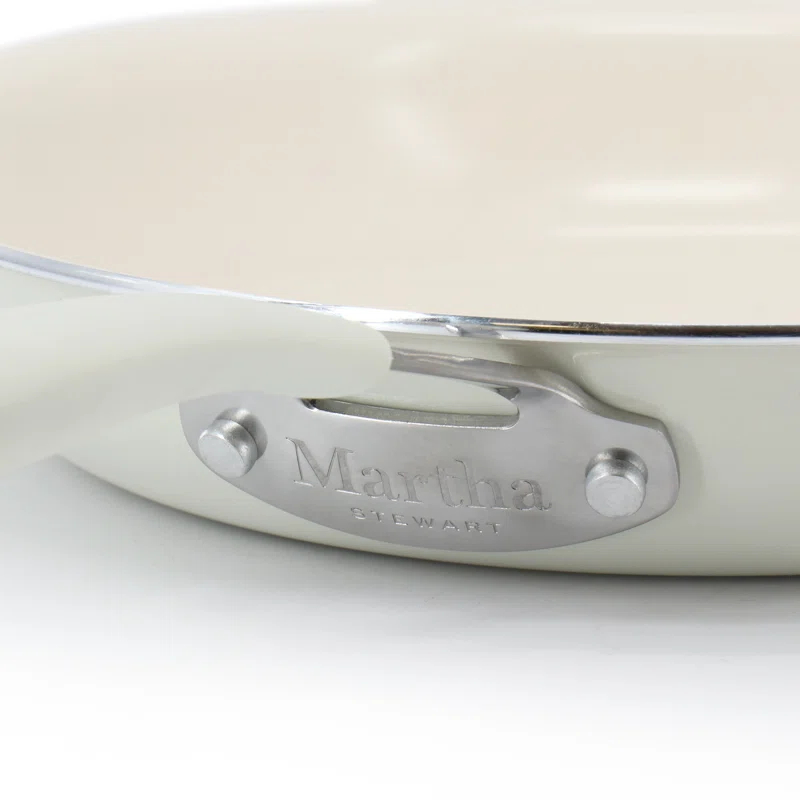 Martha Stewart Martha Stewart Everyday Charlemont 10 Inch Ceramic Nonstick Round Aluminum Frying Pan in Linen