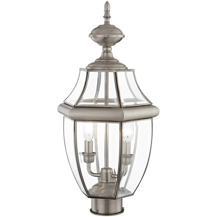 Lighting Lumens Outdoor Post Lantern Pendant with Clear Glass Shade - 2 Light Fixture