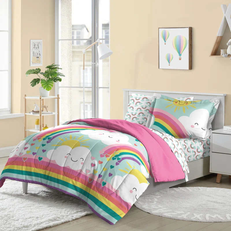 Dream Factory Dream Factory Rainbow Flare Rainbow Microfiber Reversible Modern & Contemporary Comforter Set