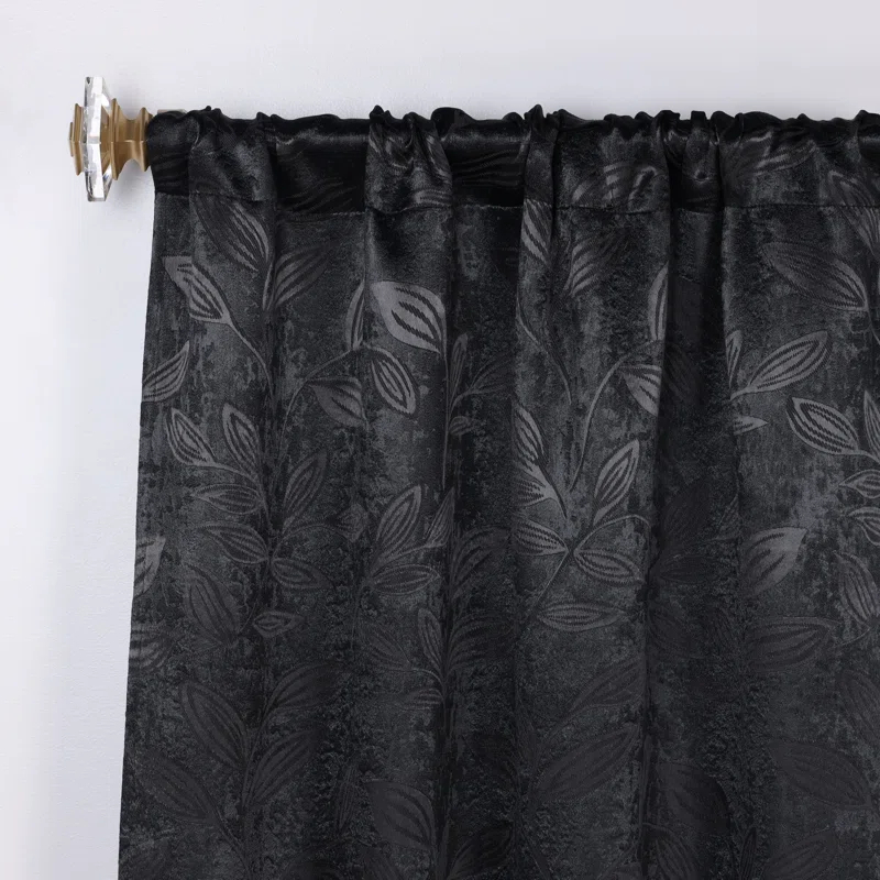 Modern Bohemian Leaves Polyester Machine Washable Room Darkening Blackout Curtains by Superior (Set of 2)
