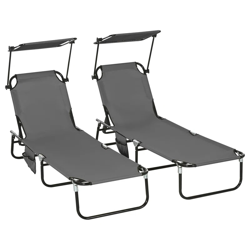 Outsunny Outdoor Metal Chaise Lounge Set (Set of 2)