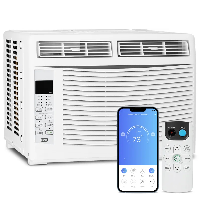 Bring Home Furniture 6000 BTU Smart Window Air Conditioner with WiFi/App Control & Energy Star 24H Timer & Remote Included Cools 250 Sq.Ft. for Bedroom Living Room
