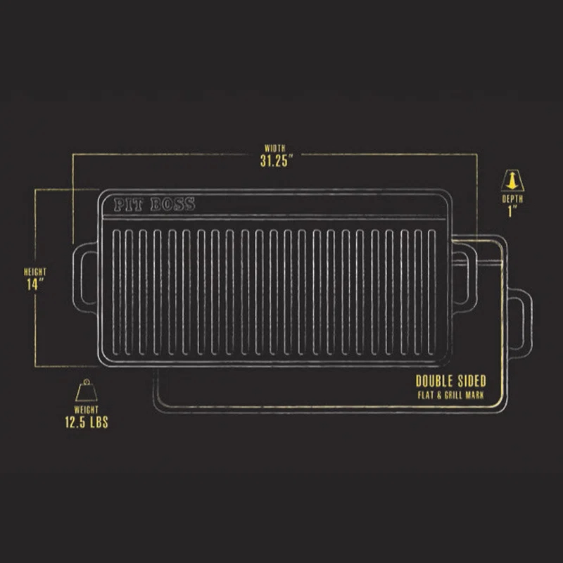 Pit Boss Pit Boss Cast Iron Rectangular Reversible Grill and Griddle Pan