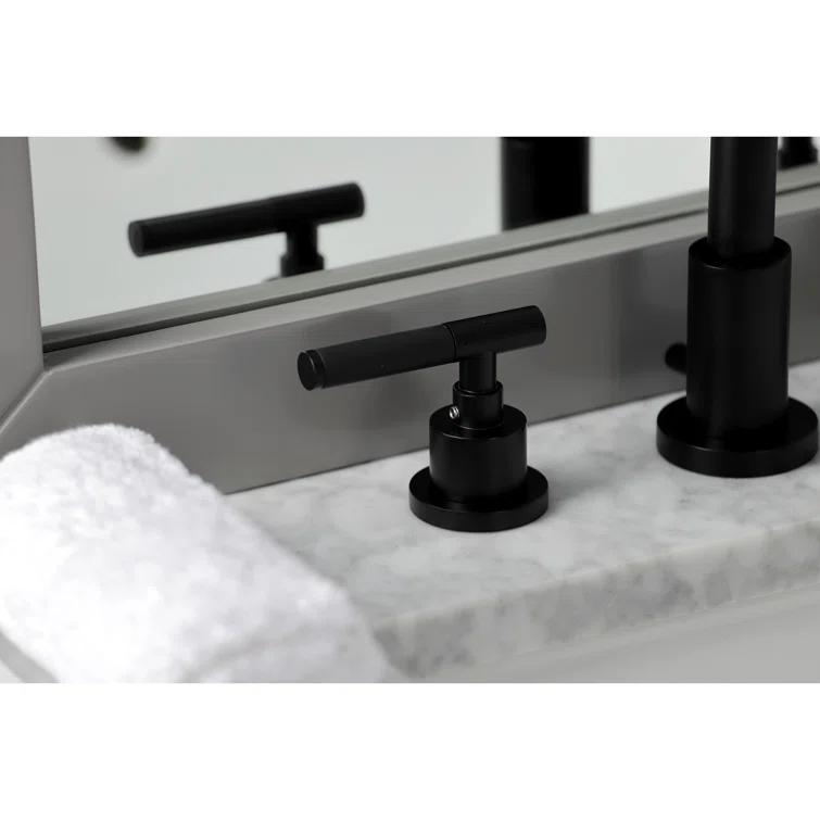 Kingston Brass Kingston Brass Kaiser Two-Handle 3-Hole Deck Mount Widespread Bathroom Faucet with Brass Pop-Up Drain FSC8950CKL