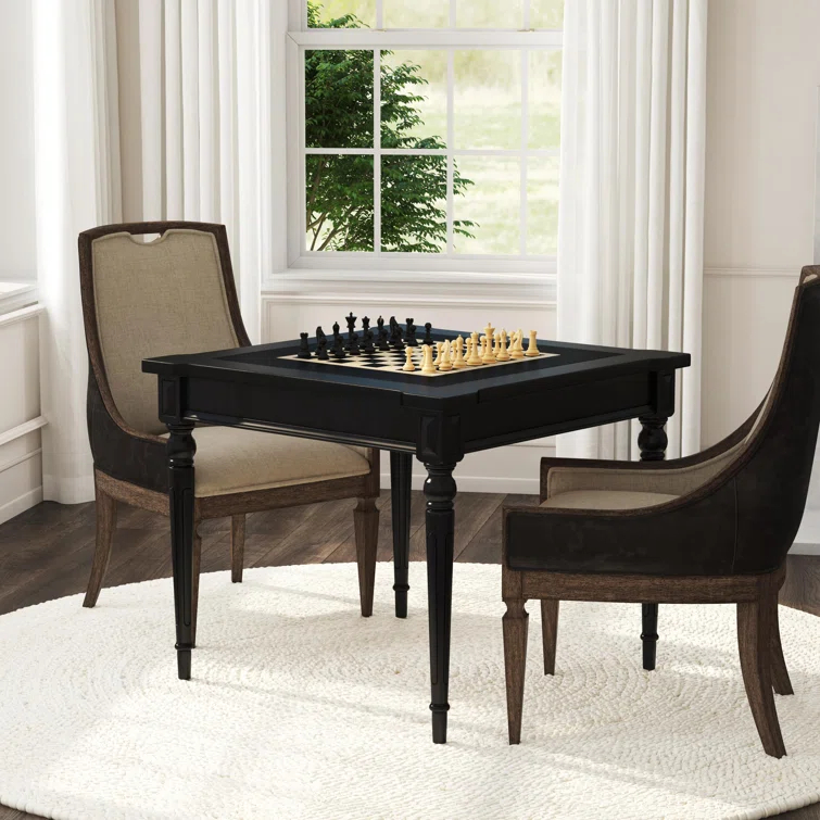 Black Square Wood Multi-Game Card Table