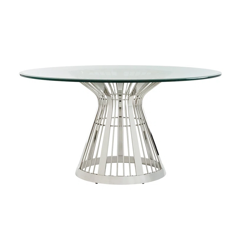 Lexington Ariana Riviera Stainless Dining Table with Glass Top