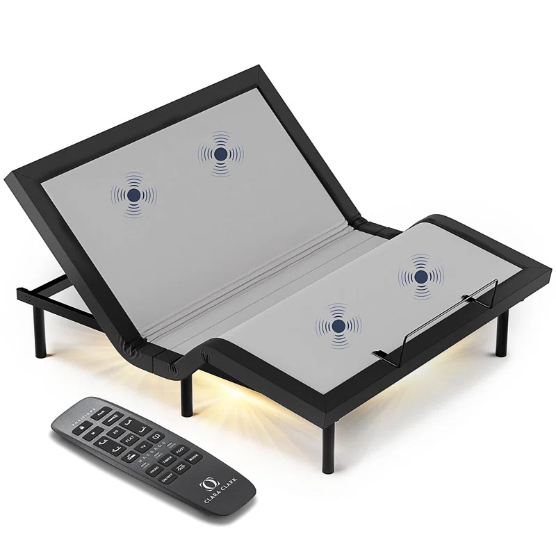 Clara Clark Clara Clark Massaging Zero Gravity, Zero Clearance Adjustable Bed with Wireless Remote, USB Ports & LED Lights