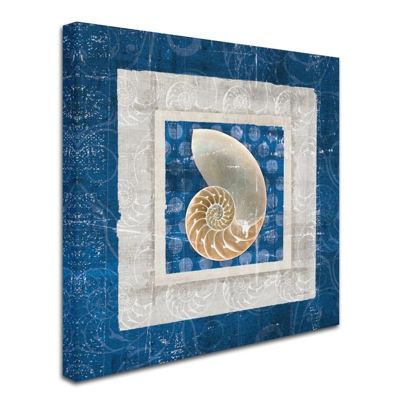 Trademark Fine Art Sea Shell " Sea Shell II On Blue " by Belinda Aldrich