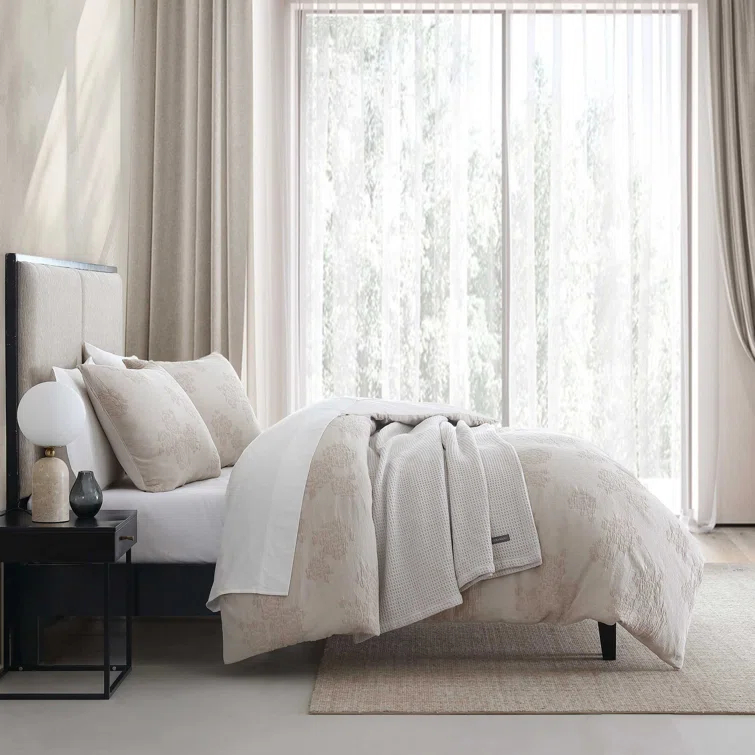 Vera Wang Vera Wang Roses Beige Cotton Duvet Cover Set