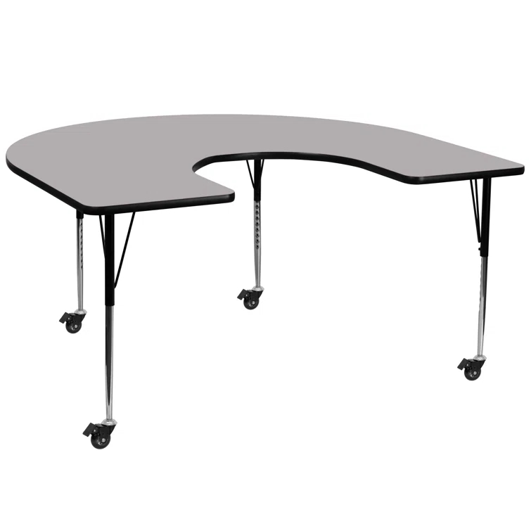 Flash Furniture Goddard 60''W x 66''L Horseshoe Thermal Laminate Activity Table - Adjustable Short Legs