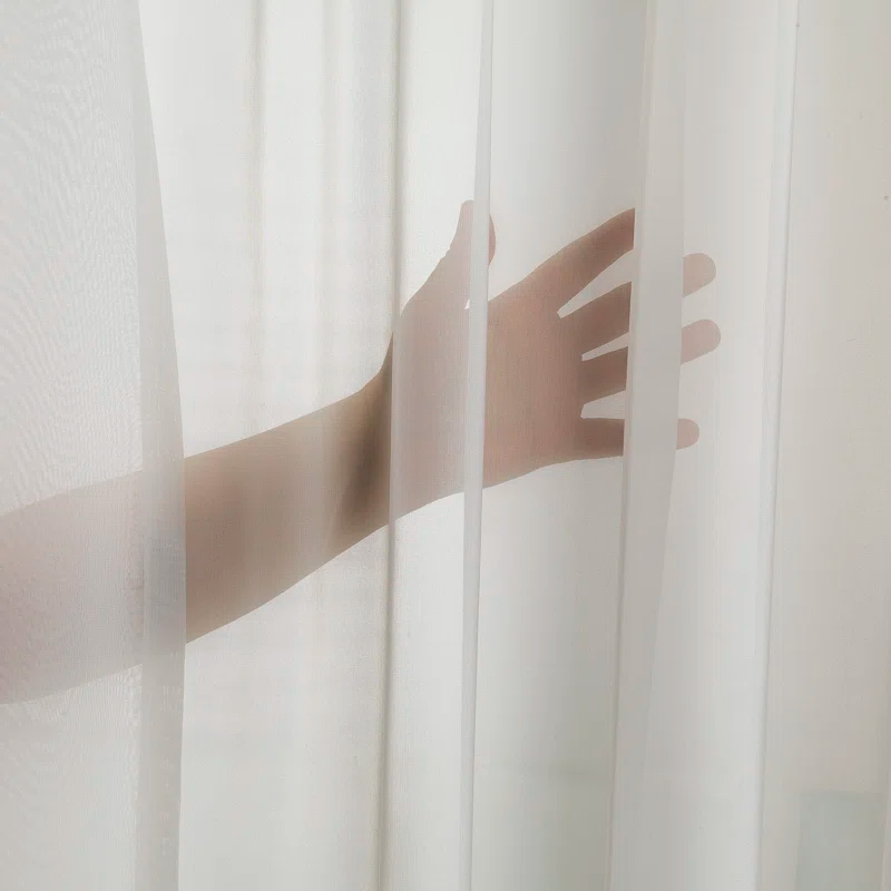 Extra Wide & Extra Long Faux Silk Crep Chifon Sheer Curtain Panels (Set of 2)