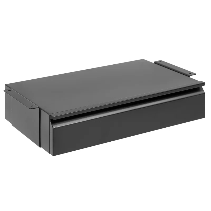 Mount-It! Under Desk Pull-Out Drawer Kit With Smooth Sliding Track | Office Storage Organizer | Mounts To Desktops Tables And Workbenches Over 0.71 Inches Thick | Matte Black