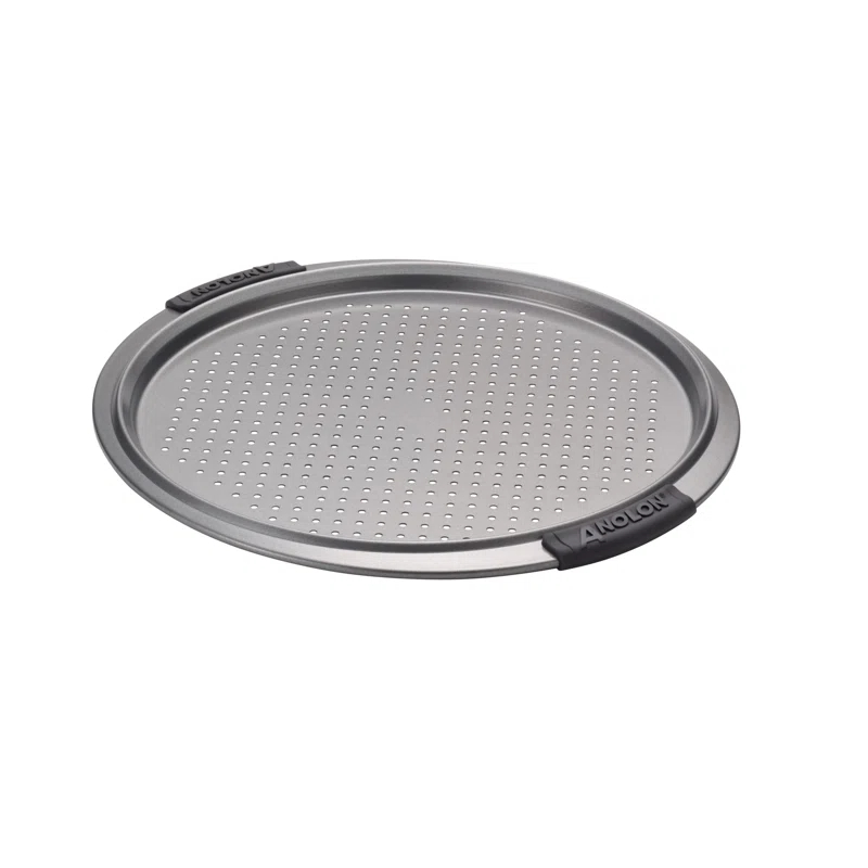 Anolon Advanced Nonstick Bakeware Round Perforated Pizza Pan, 13 Inch, Gray