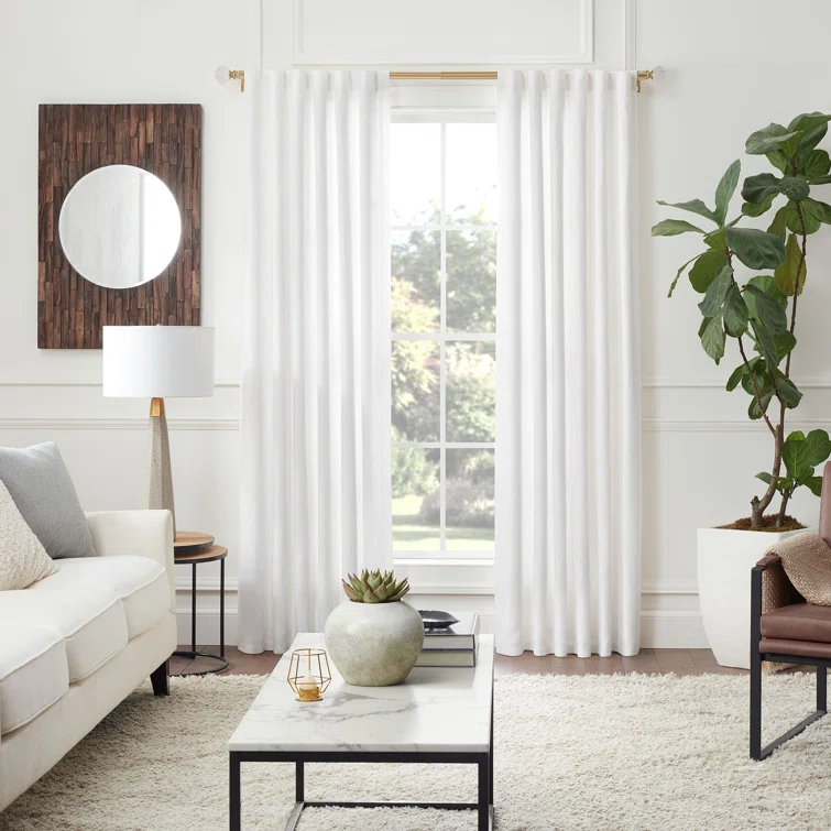 MODE Mode Premium Collection 1 in Diameter Curtain Rod Set with Round Cut Crystal Finials and Steel Wall Mounted Adjustable Rod