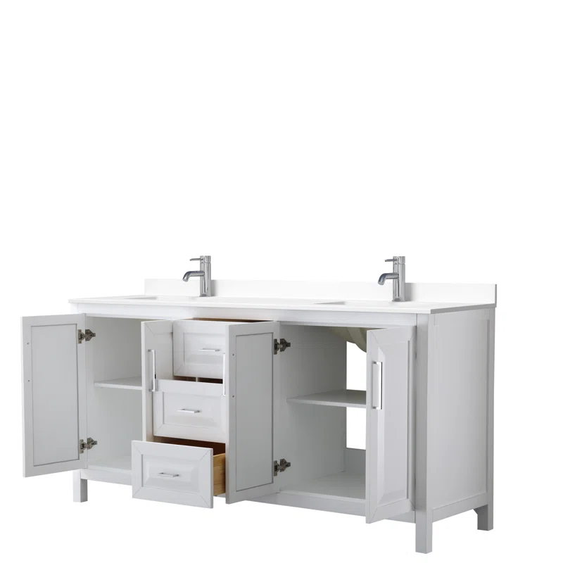 Wyndham Collection Daria 72'' Double Bathroom Vanity with Carrara Marble Top