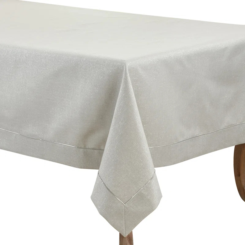Saro Bourget Collection Shimmering Tablecloth with Piping Detail