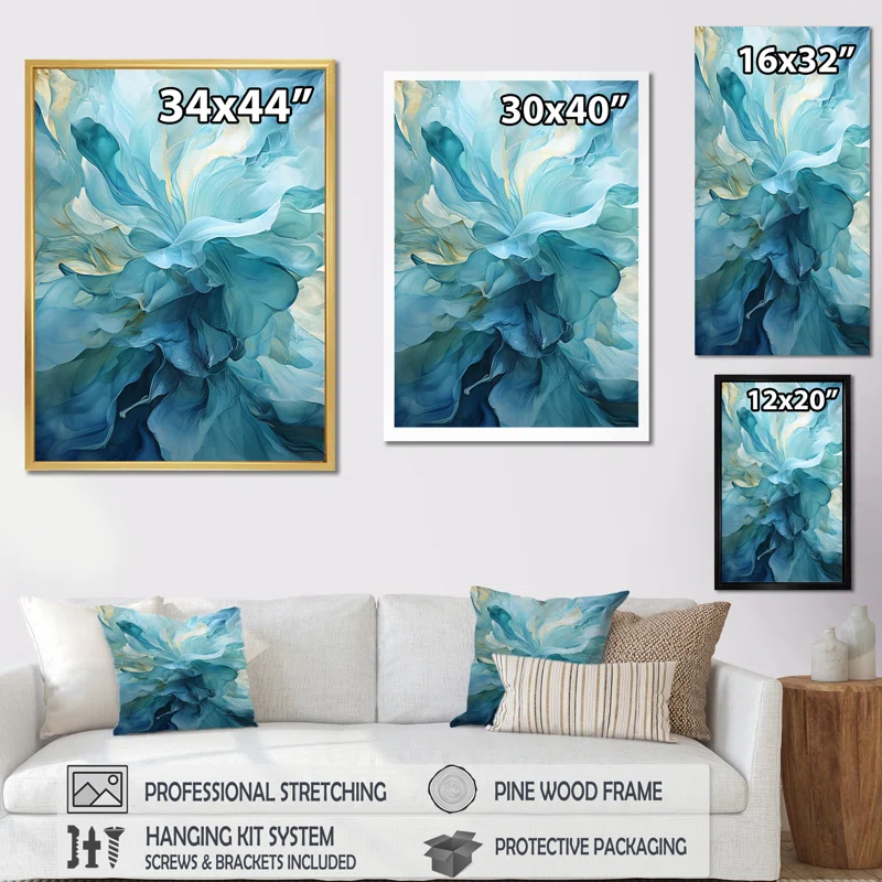 Design Art Aqua Blue And White Serenity Swirl IV " Aqua Blue And White Serenity Swirl IV "