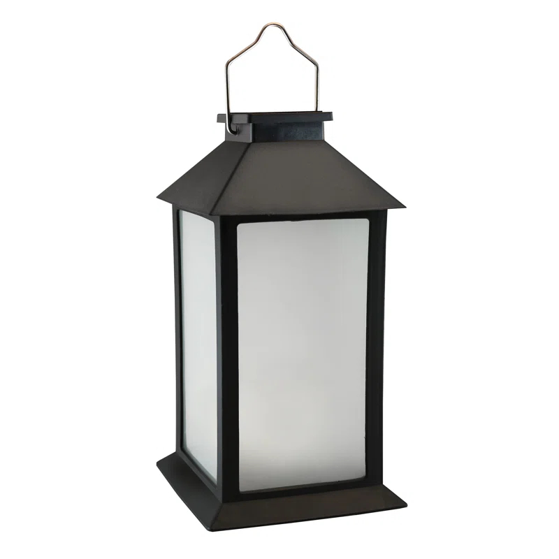 LumaBase Solar Powered Flame Effect LED Black Lantern