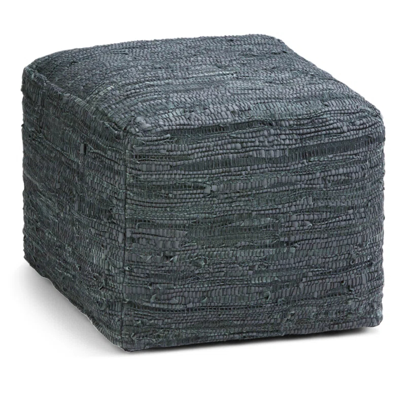 Simpli Home Fredrik 18"W Genuine Buffalo Leather Square Pouf & Reviews | Wayfair