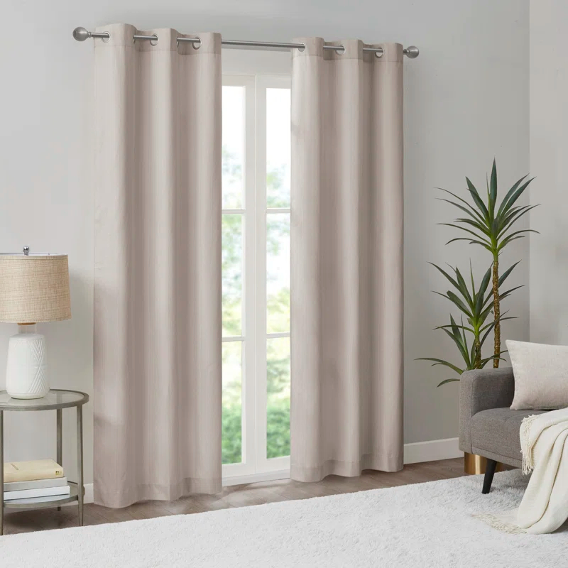 Madison Park Galen Basketweave Room Darkening Curtain Panel Pair (Set of 2)