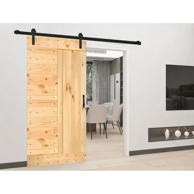 IsLife L Series Paneled Solid Wood Sliding Barn Door with Installation Hardware Kit -Assembly Needed