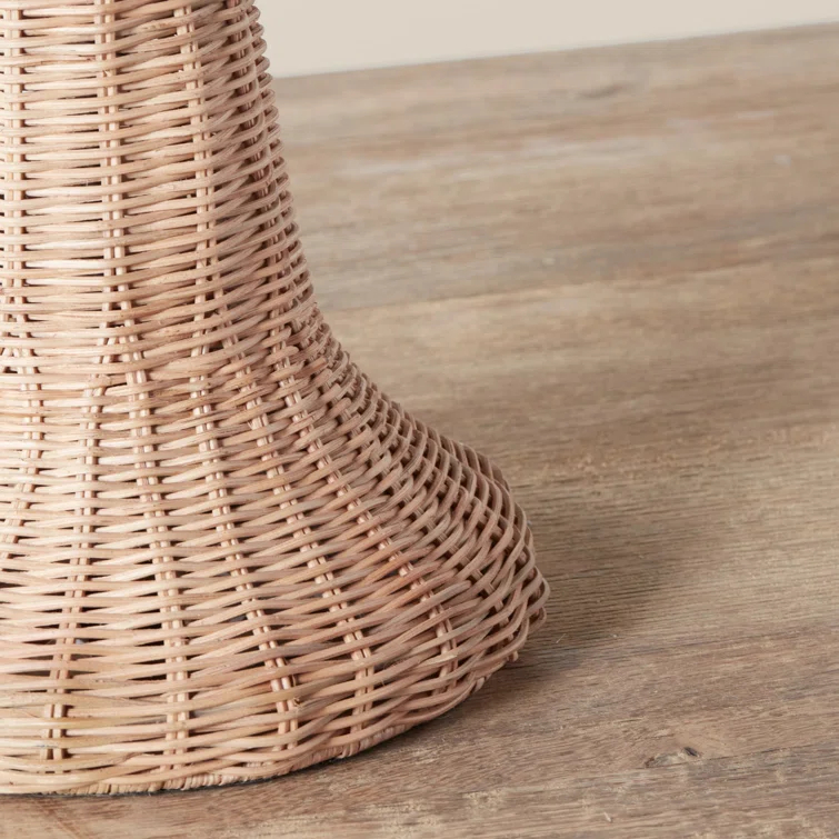 Augusta Woven Rattan Coastal Table Lamp in Light Brown