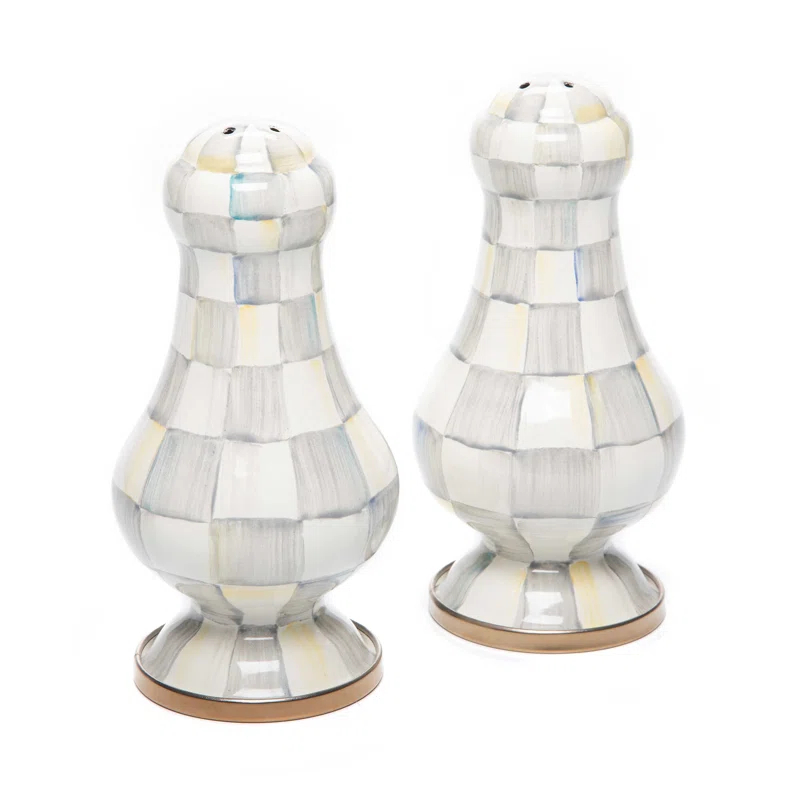 MacKenzie-Childs Sterling Check® Large Salt & Pepper Shakers (Set of 2)