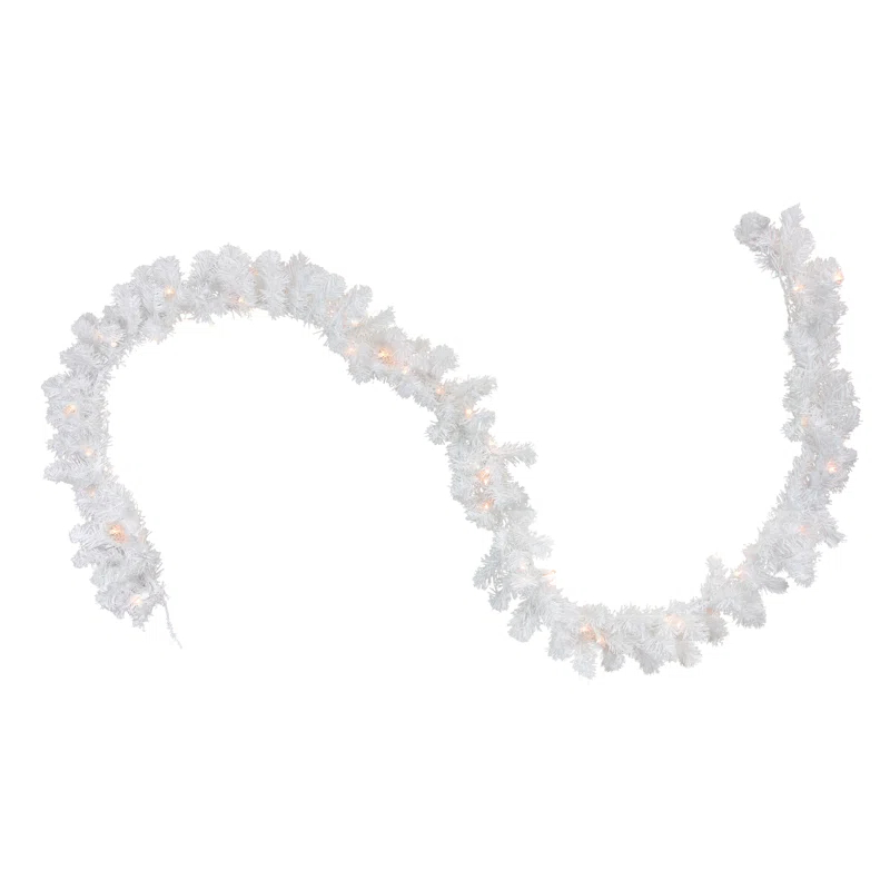 Northlight Seasonal 50' x 10" Pre-Lit Commercial Length Snow White Christmas Garland Clear Lights