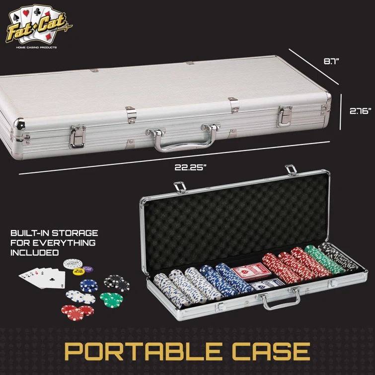 Fat Cat Fat Cat Texas Hold'em 500-Piece Poker Chips and Accessory Set