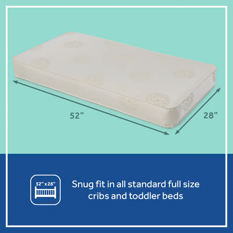 Sealy Posturepedic Grace Breathable Hypoallergenic 2-Stage Waterproof Baby Crib Mattress & Toddler Bed Mattress, GREENGUARD Gold Certified, 52" x 28"