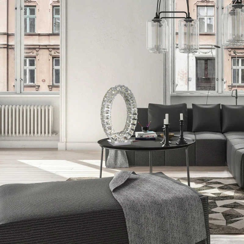 Everly Quinn Everly Quinn Oval Crystal Extravaganza 17.5" Table Lamp // Led Strip