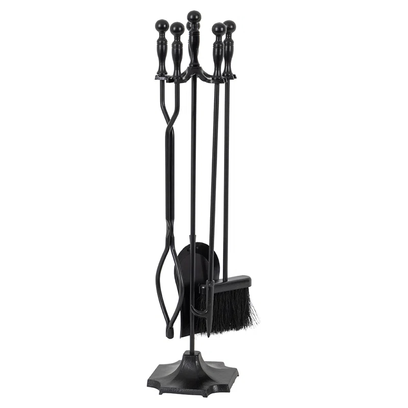 Modern Ember Cascade 5 Piece Fireplace Tool Set in Black