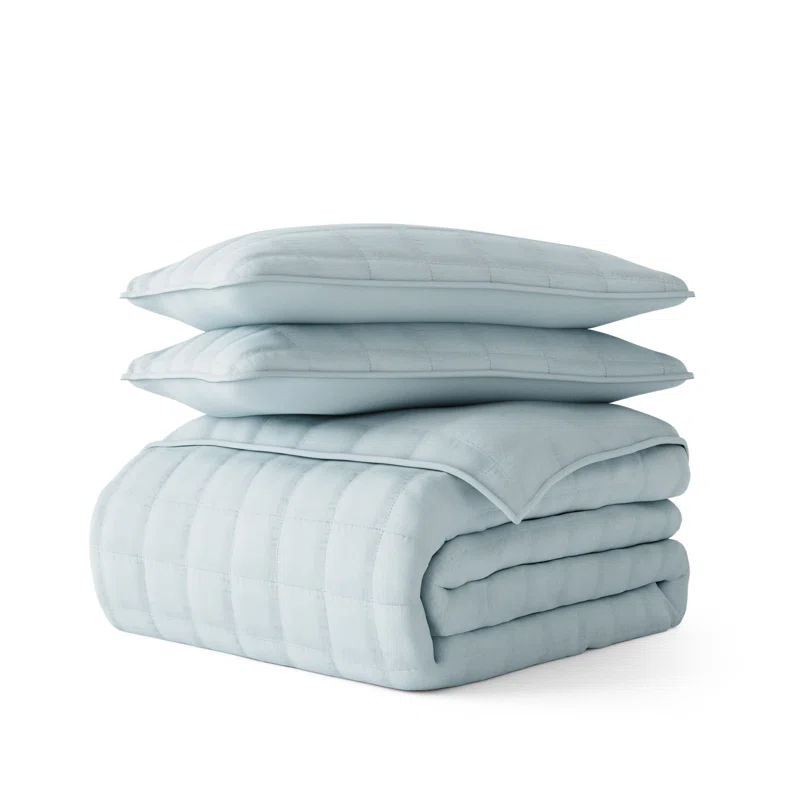 IEnjoy Home Simply Soft™ Double Brushed Microfiber Square Pattern Quilted Coverlet Set