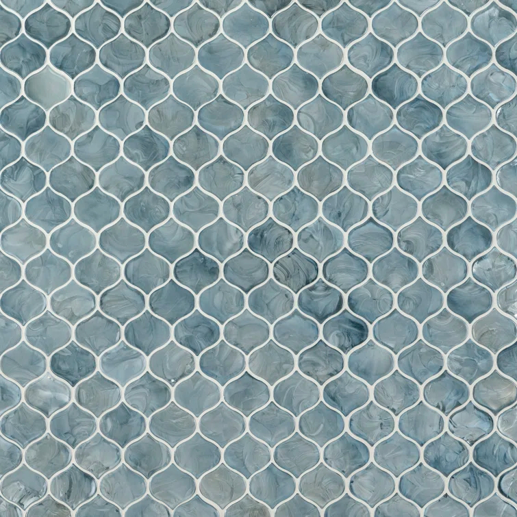 MSI Blue Shimmer Arabesque 10 in. x 10.2 in. Glass Mesh-Mounted Mosaic Wall Tile