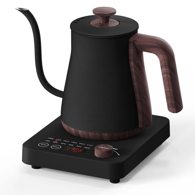 MARLIN MANUFACTURING COMPANY, INCORPORATED Electric Kettle, Electric Gooseneck Kettle With 6 Temperature Control Presets And LED Display, 0.8L/27.05Oz, 0.8Mm Ultra-Fine Spout, 304 Stainless Steel Inner, 1000W Gooseneck Kettle, Matte Black