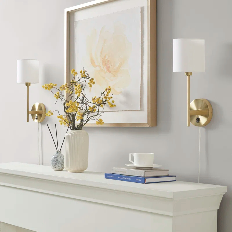 Hampton Hill Conway Metal Wall Sconce with Cylinder Shade (Set of 2)