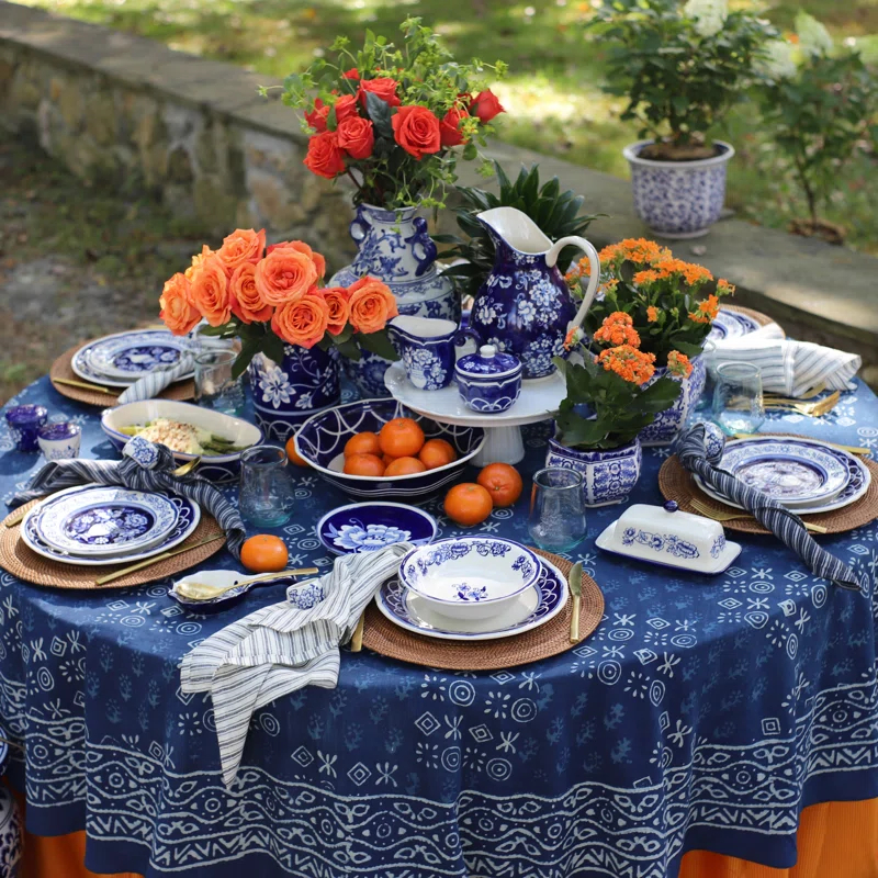 Euro Ceramica Blue Garden 12" Serving Bowl