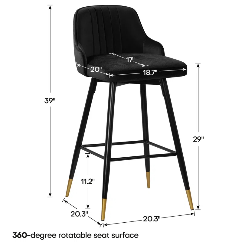 Everly Quinn Swivel Velvet Upholstered Counter & Bar Stool (Set of 2)