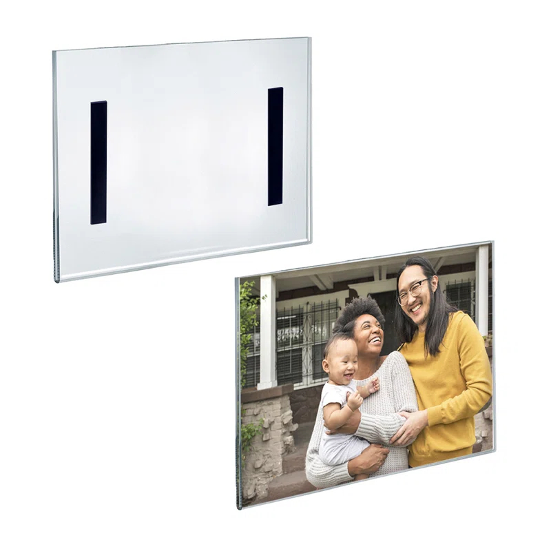 Azar Displays Clear Acrylic Magnet Back Sign Holder Frames 10" W x 8" H - Landscape / Horizontal, 2-Pack (Set of 2)