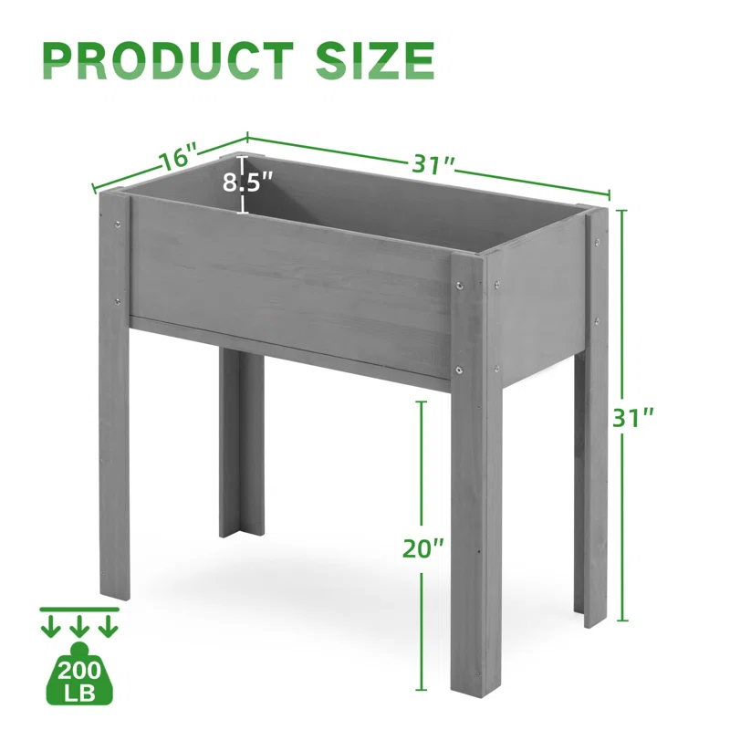 Arlmont & Co. Raised Garden Bed With Legs (31X16x31''), Solid Wood Elevated Planter Box For Outdoor