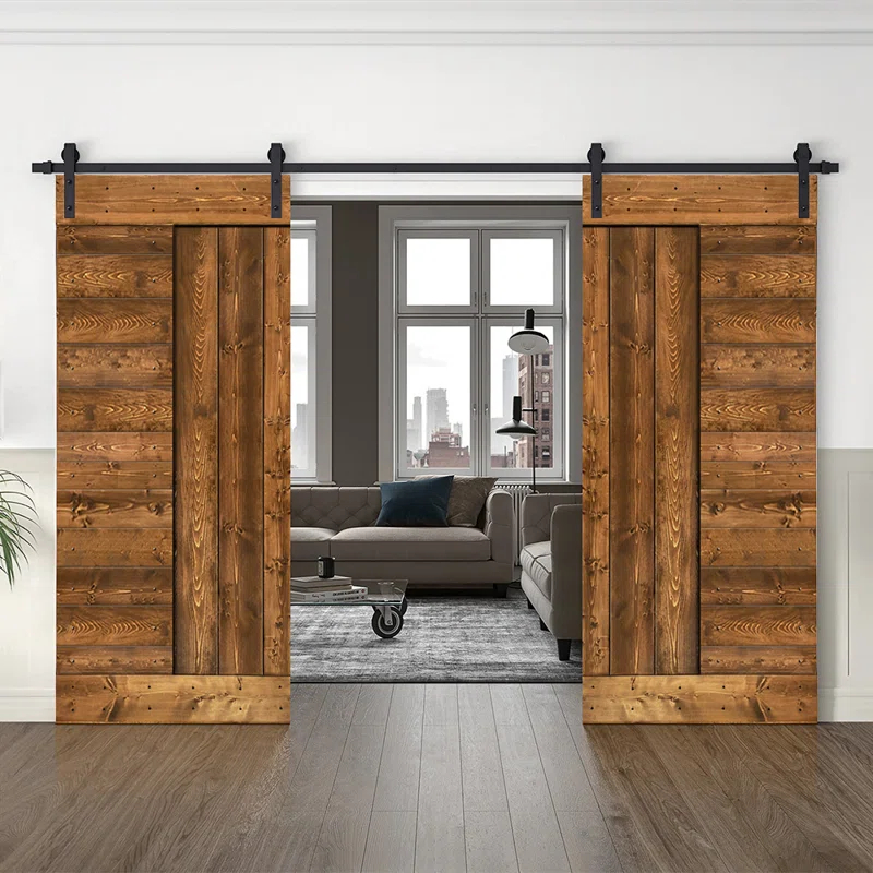 Calhome 84'' Solid Wood Paneled Painted with Installation Hardware Kit Barn Door