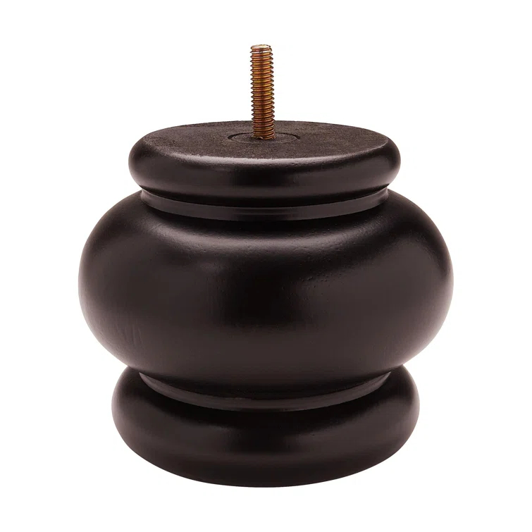 Architectural Products by Outwater L.L.C. 4 in x 4-7/8 in Stained Solid Hardwood Round Bun Foot (Set of 4)