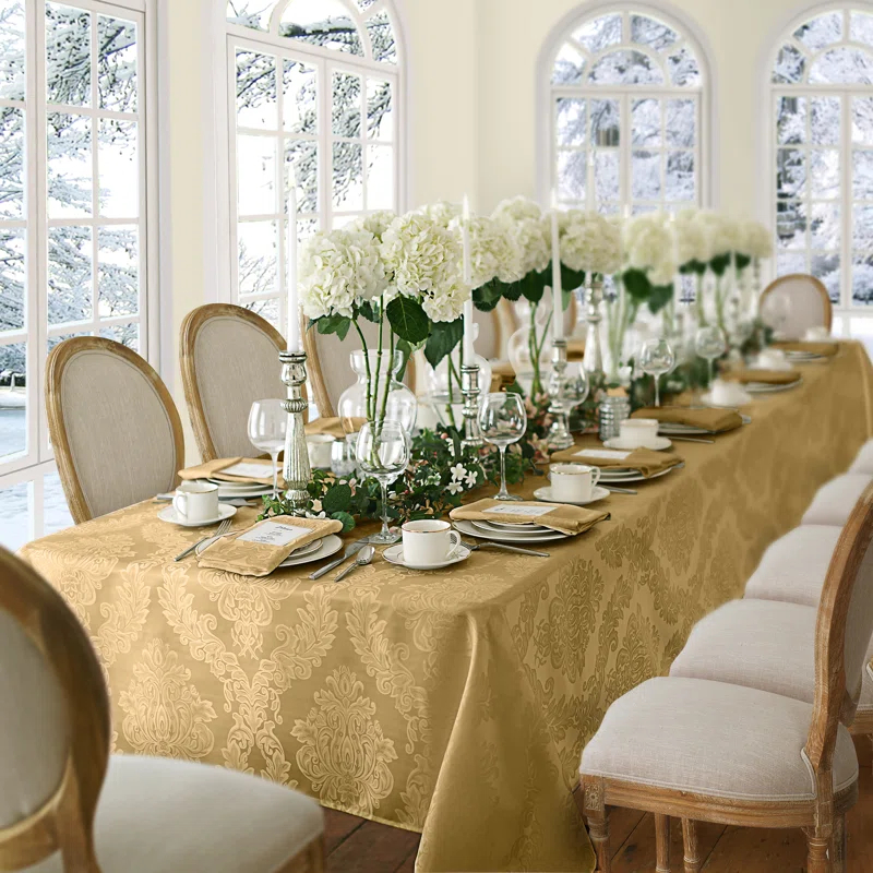 Ophelia & Co. Burchfield Solid Floral Jacquard Damask Polyester Tablecloth
