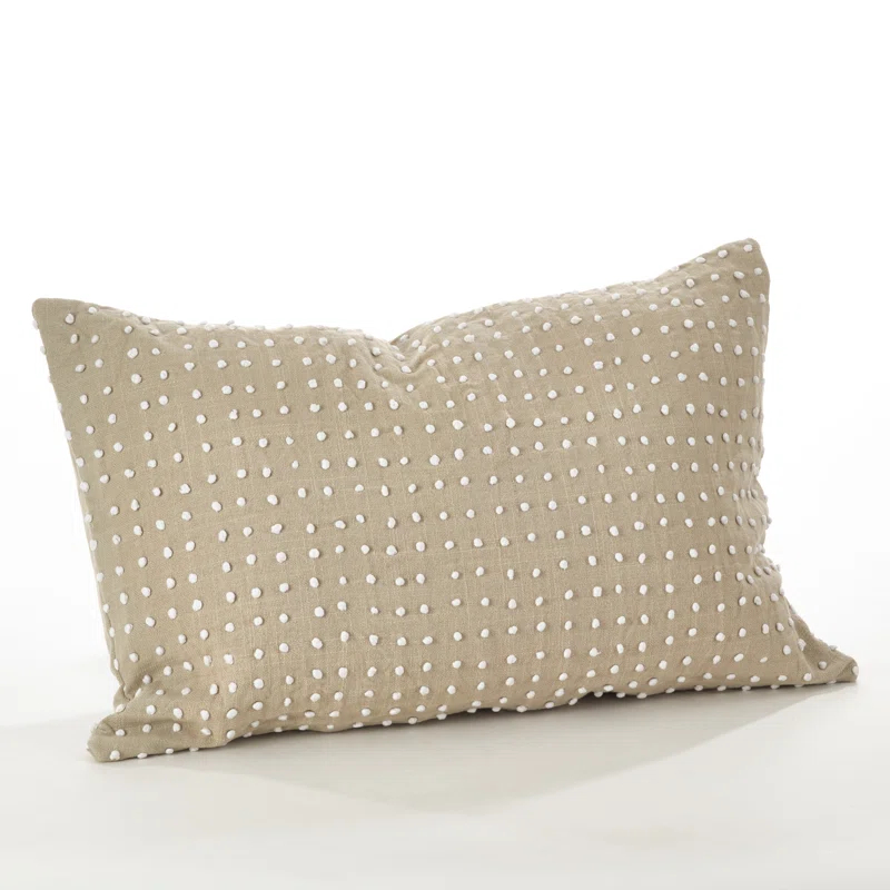 Saro Leilani Collection Polka Dots Cotton Reversible Throw Pillow