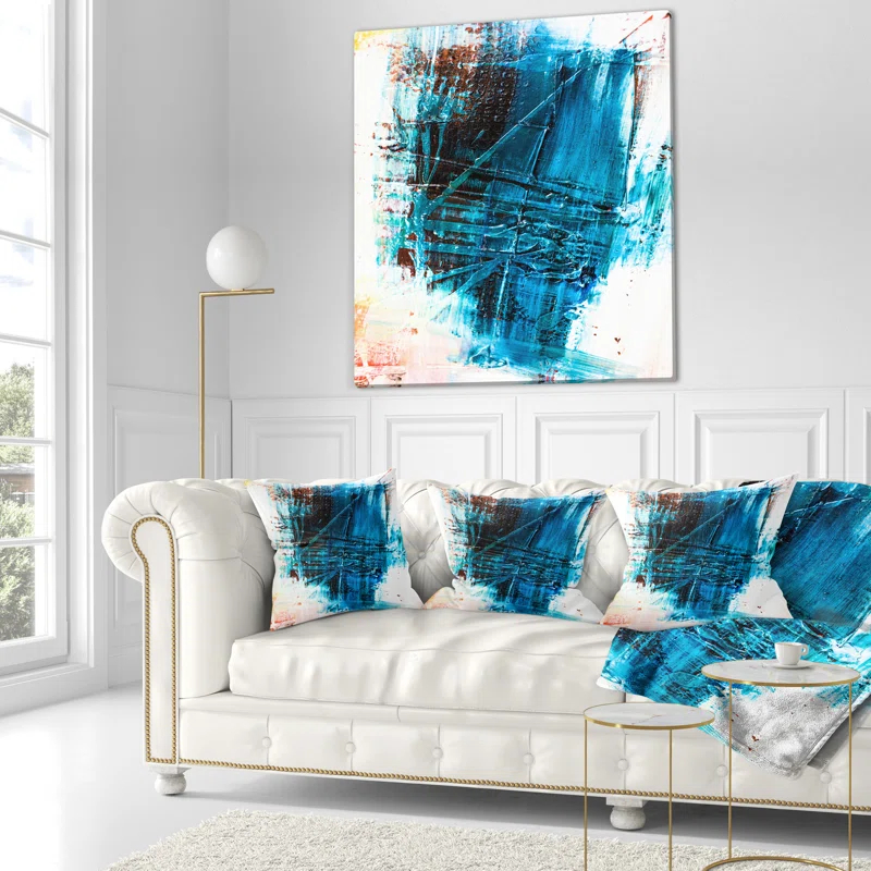 Design Art Abstract Blue Structure Art - Abstract Printed Throw Pillow